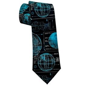 LFL Star Wars Death Star Blue Prints Black Neck Tie